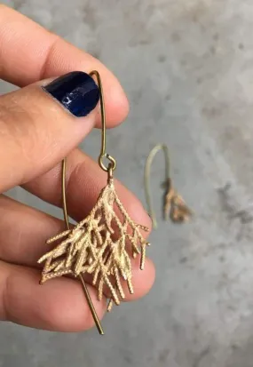 Branch Design Hanging Earrings in Brass