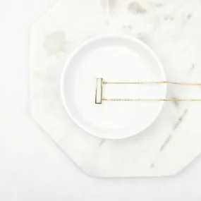 Dainty White Druzy Bar Gold Necklace