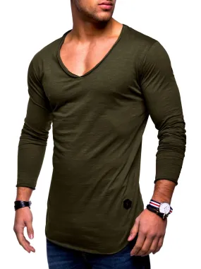 Longline Longsleeve V-Neck Khaki 7314