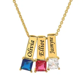 Mother's Necklace with Square Shape Birthstone Charm