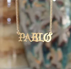 Old English Calligraphy Name Necklace - Kim Kardashian