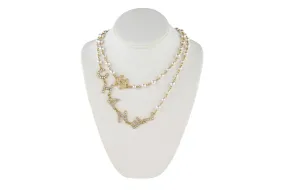 Pearl/Gold/Strass 90's Icon CC Long Necklace